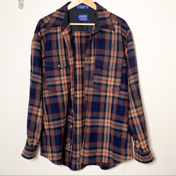 Pendleton 100% Wool Outdoor Shirt Plaid Size Large - Picture 2 of 8